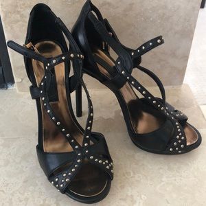 BCBG sexy heels with golds detail 100% leather